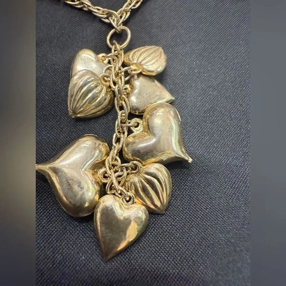 Gold Tone Necklace with Heart Charms